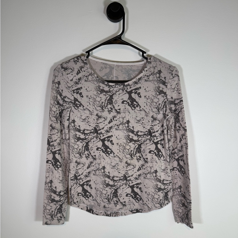 Y2K Grunge Marble Print Long Sleeve Top - Picture 1 of 4